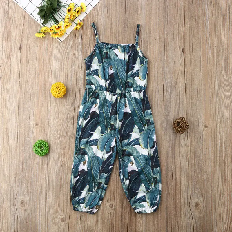 Детский комбинезон с цветочным принтом для маленьких девочек летняя