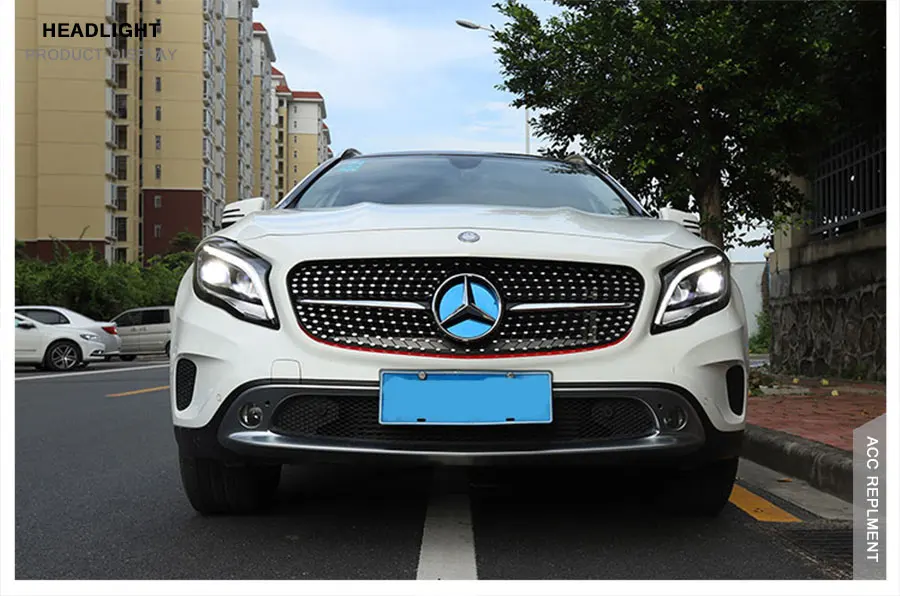 2 шт. светодиодный фары для Mercedes-Benz GLA- светодиодный автомобильный фонарь ангельские глазки полный светодиодный комплект противотуманных фар Светодиодный дневные ходовые огни