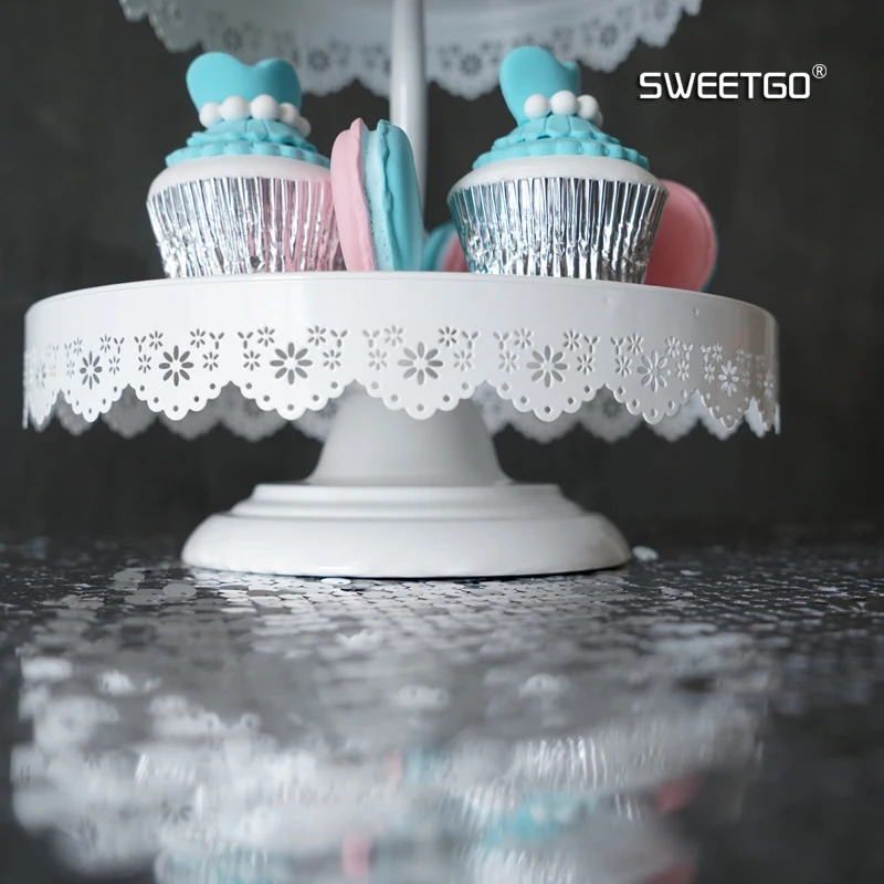 Три уровня белого металла торт стенд Утюг art экрана лоток Свадебная вечеринка