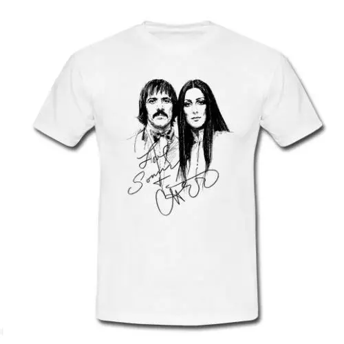 Повседневная хлопковая рубашка Белый Топ короткий рукав Printed Crew Neck Шер и Sonny Боно