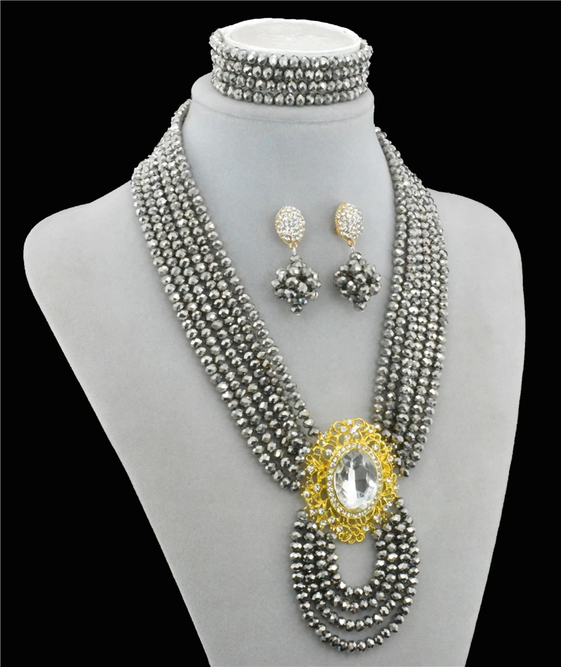 Набор ювелирных изделий из африканских бусин 2016 ожерелье/серьги для женщин на