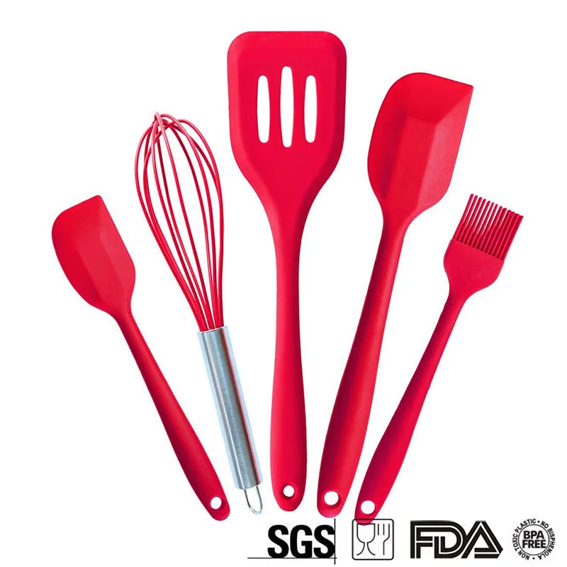 5 шт./комплект антипригарные кухонные приборы из пищевого силикона|Наборы