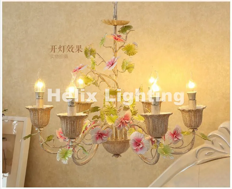 Бесплатная доставка Цветочная люстра в стиле арт деко 6 л и 60 см разноцветная