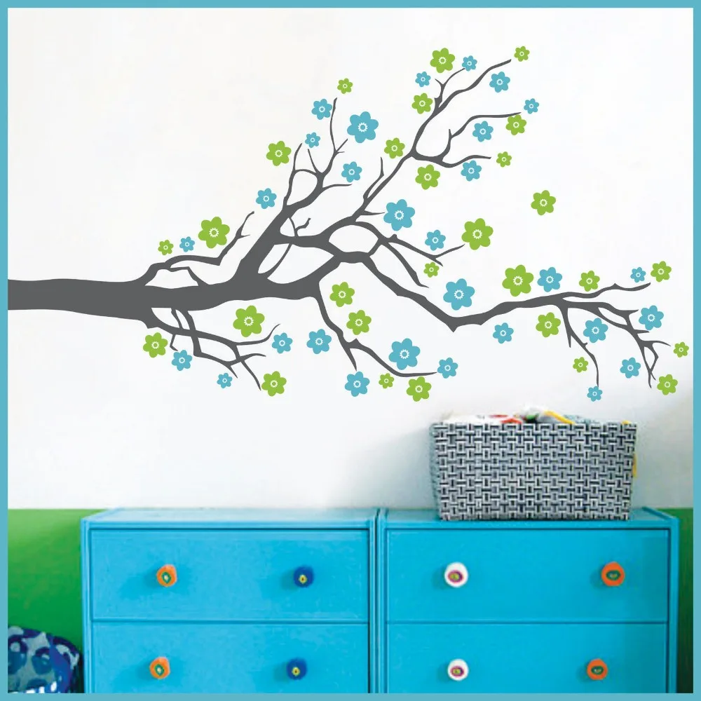 

Huge Tree Blowing Cherry Blossom Wall Decal Nursery Tree Flowers Butterfly Art Baby Kids Room Wall Sticker Nature Wall Decor 807