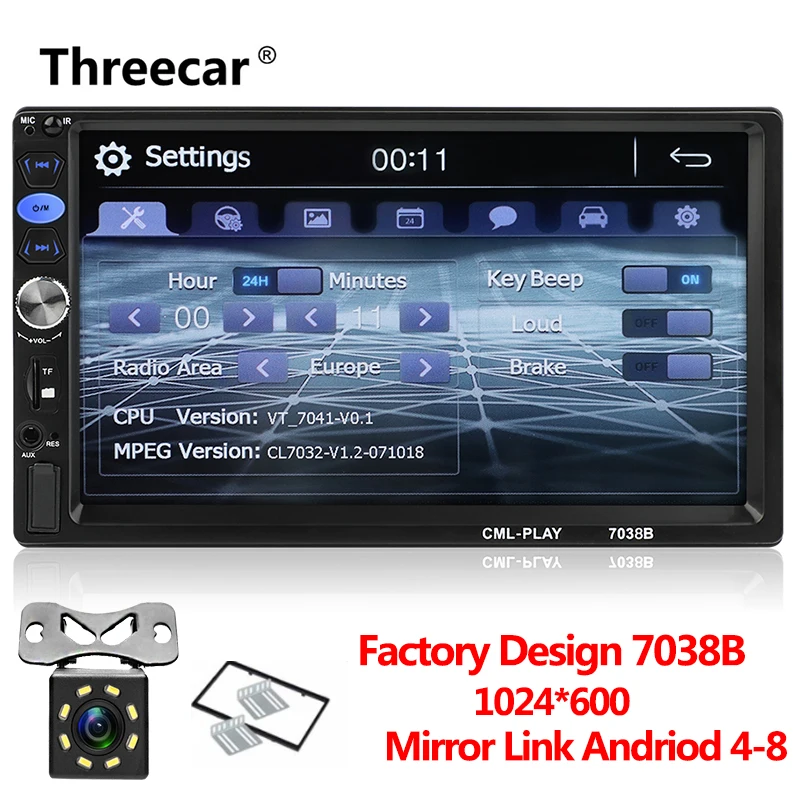 camera frame 2 Новое заводское 7038B 2din автомобильное радио " Bluetooth автомобильное стерео радио аудио медиа Автомобильный мультимедийный MP5 плеер с Android зеркальное соединение - Цвет: camera frame 2