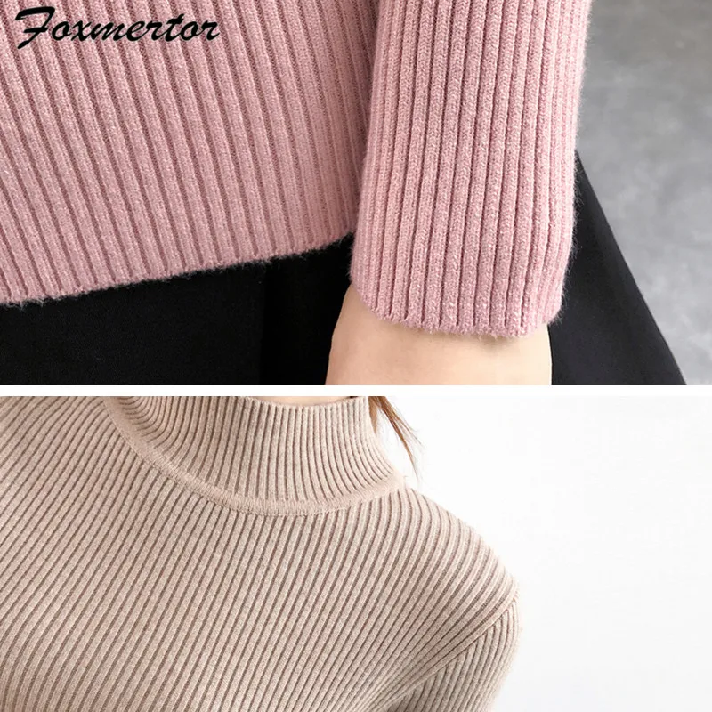 Fashion Girl Half-High Collar Pullover Sweater Bottoming Shirt Women's Long-Sleeved Short Solid Color Autumn And | Женская одежда