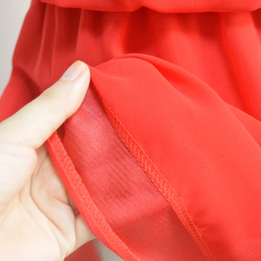 Женское шифоновое платье с двойным ремешком черное или красное свободного