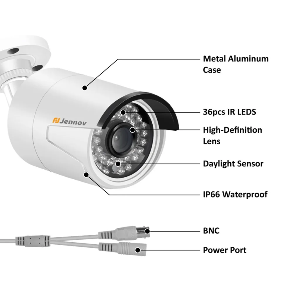 Jennov 4CH 5MP DVR AHD камера CCTV комплект наружная камера система безопасности IP видео наблюдение комплект P2P HD ночное видение H.265 IR-Cut