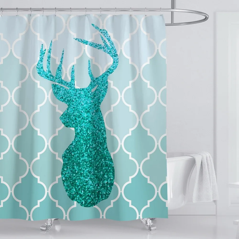 psychedelic forest deer shower curtain with 12pcs rings douchegordijn polyester bathroom waterproof | Дом и сад