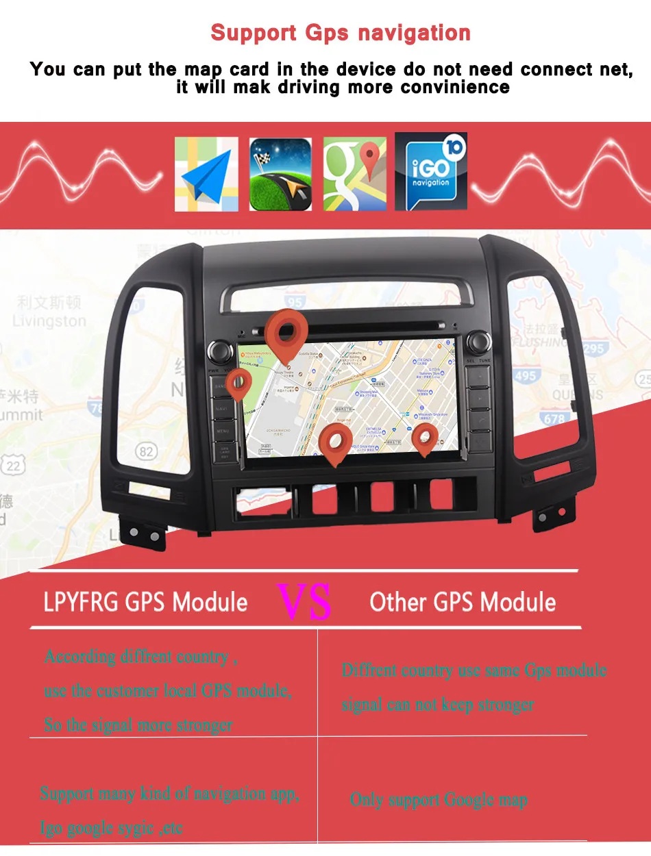 " 4G Android 9,0 Восьмиядерный 4 Гб ОЗУ 64 Гб ПЗУ автомобильный DVD Радио Стерео gps для hyundai SANTA FE 4 отверстия 2006 2007 2008 2009-2011 2012