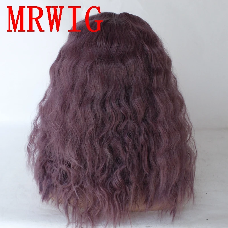 MRWIG 14in короткий Боб кудрявый смешанный фиолетовый синтетический парик фронта