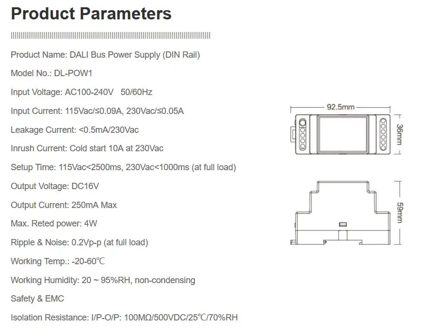 DL5 DP1 DP2 DP3 DALI RGB+CCT brightness color temperature dimming panel DALI Bus Power Supply 5 IN 1 LED Strip Controller