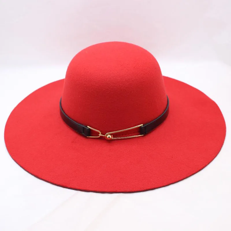 BING YUAN HAO XUAN шляпа Женская крыла широкая фетровая шляпа-котелок Fedora Floppy Sun Belt Cloche женская шапка большая шляпа