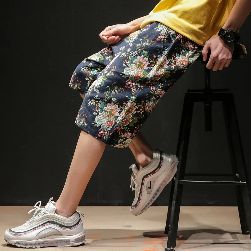 2019 лето большой код Японский китайский национальный досуг брюки цветок шорты