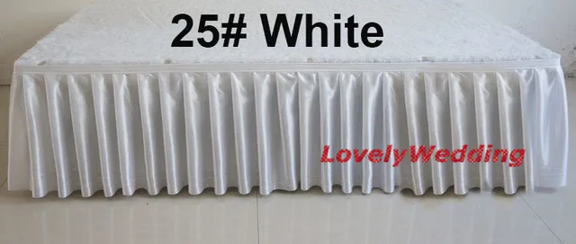 white Ice silk юбка для стола Свадебные занавески для скатерти стол накрыть свадебный этап Таблица Плинтус для праздника Вечерние - Цвет: white