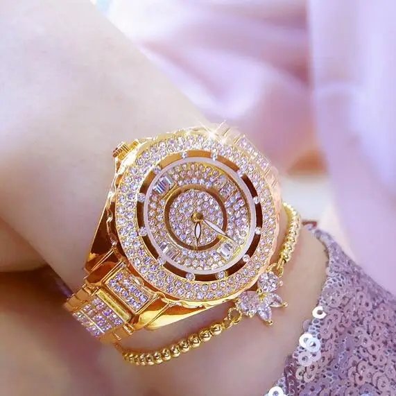 

2021 Hot Sale Women Watch Lady Diamond Stone Dress Watch Gold Silver Stainless Steel Rhinestone Wristwatch Female Crystal Watch