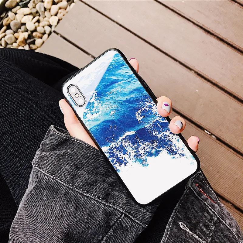 DISCASE закаленное Стекло Shell Телефон чехол для iphone X эксклюзивная модная волна