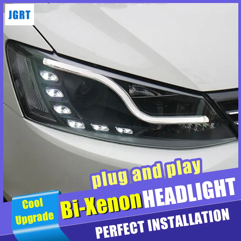 Auto part Style LED Head Lamp for VW Jetta led headlights 2012-2018 drl H7 hid Bi-Xenon Lens angel eye low beam | Автомобили и
