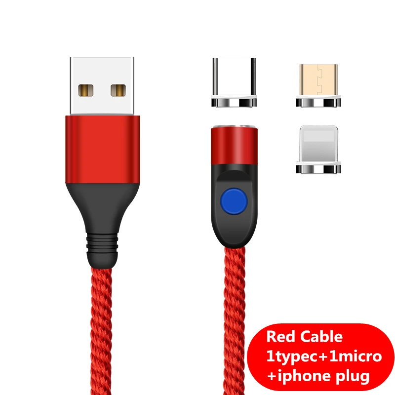 KingFriend Магнитный Кабель Micro-Usb для быстрой зарядки Тип usb C кабель магнит Зарядное устройство для передачи данных кабель для зарядки Usb шнур для samsung Xiaomi - Цвет: RED USB 3In1