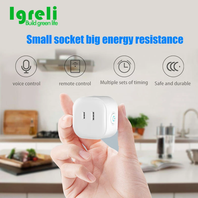 Igreli Wi-Fi Smart Plug Outlet не требуется концентратор защита от перегрузки огнезащитный