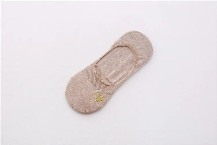 Light Brown Женские милые однотонные носки с вышивкой; модные хлопковые носки для девочек; тапочки; 1 пара; сезон лето-весна-осень - Цвет: Light Brown