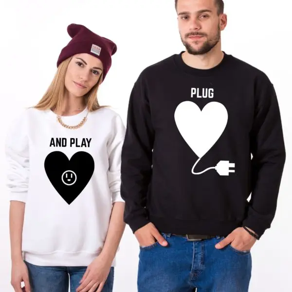 Plug and Play соответствующие пары кофты Для женщин Забавный Графический пот женский