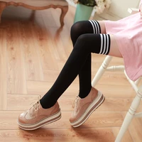 japanese socks spring and summer cotton stockings over knee high socks thigh socks 3 white stripes 3 white bar lolita