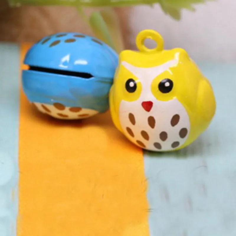 Бесплатная доставка Желтый/Синий Сова медные маленькие колокольчики 20*18 мм