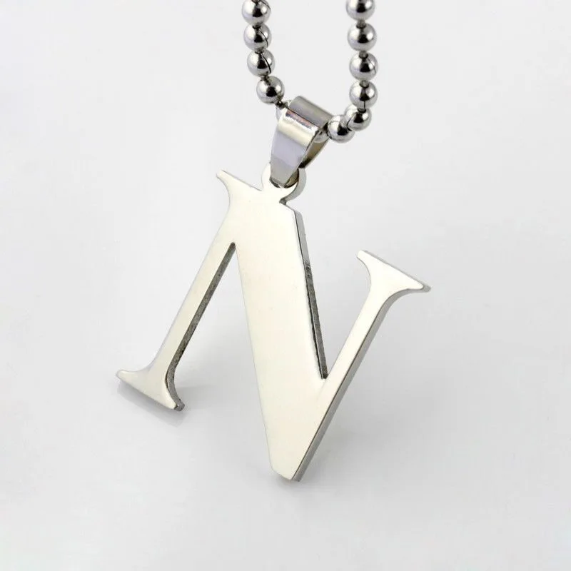 2015 Fashion Letter N Alphabet Gold Silver Plated Necklaces Zinc Alloy Pendant Choker Jewelry With 19.7&quot Chain | Украшения и