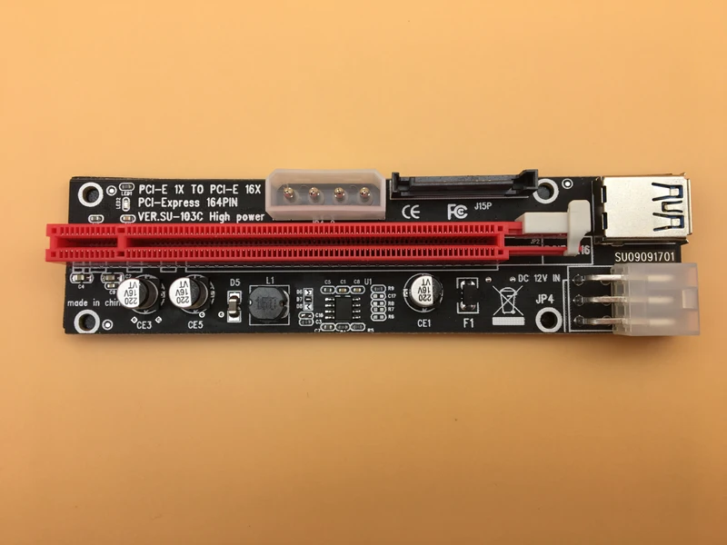 3 в 1 60 см PCI Express E 1X к 16X расширитель переходника PCIE адаптер USB3.0 кабель SATA 4Pin 6Pin блок