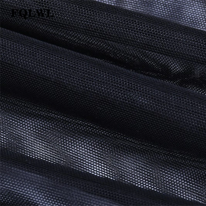 FQLWL прозрачный черный сетчатый сексуальный боди Женский Летний комбинезон-Песочник с длинным рукавом Прозрачный женский облегающий боди