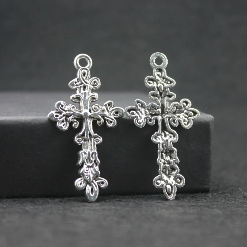 

Filigree Religious Cross Charms Pendants Metal Zinc Alloy Trendy Jewelry Cross for Jewelry Making 20pcs ZA1398
