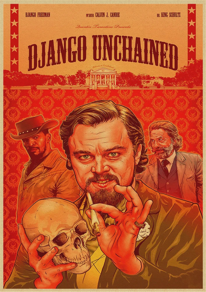 Классический фильм Django Unchained Квентин Тарантино Ретро плакат крафт-бумага кафе домашний декор стен Живопись - Цвет: Серебристый