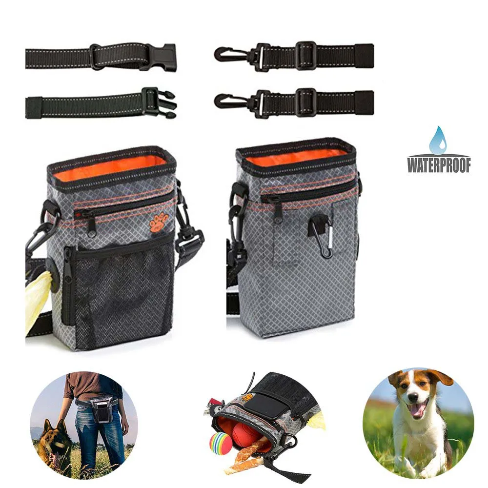 

Многофункциональная портативная сумка для собак, светоотражающая сумка для дрессировки питомцев на открытом воздухе, сумка для уборки, держатель для еды, регулируемый поясной ремень PWB006