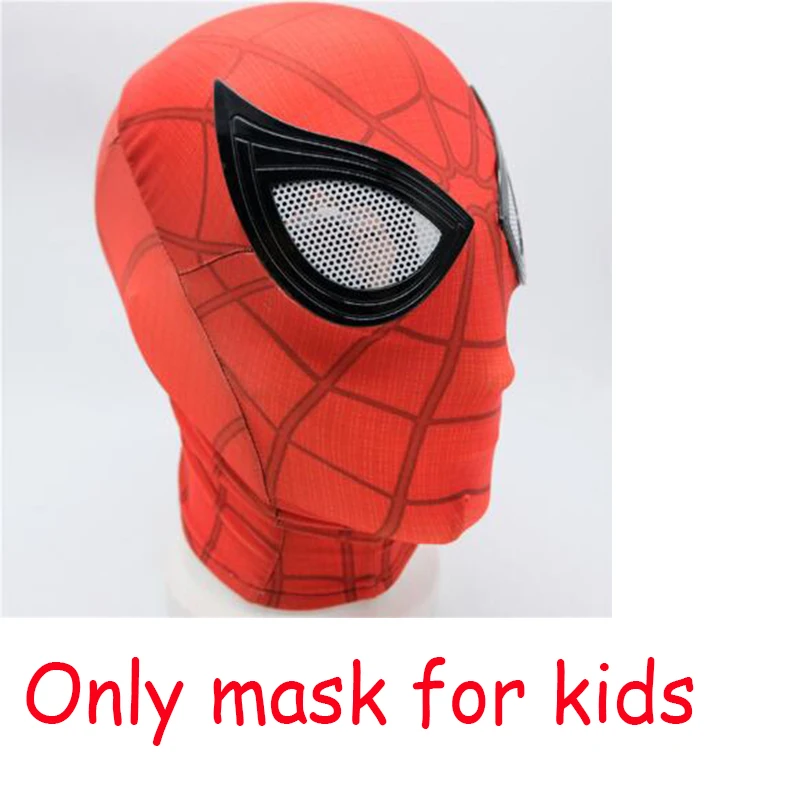 Mask kids Костюм паука человек вдали от дома маска для косплея человек паук супергерой Питер Паркер Zentai боди Хэллоуин для взрослых мужчин и детей - Цвет: Mask kids