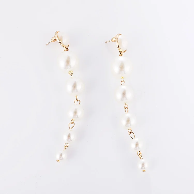 Женские длинные серьги с жемчугом M MISM капельки искусственным белые свадебные