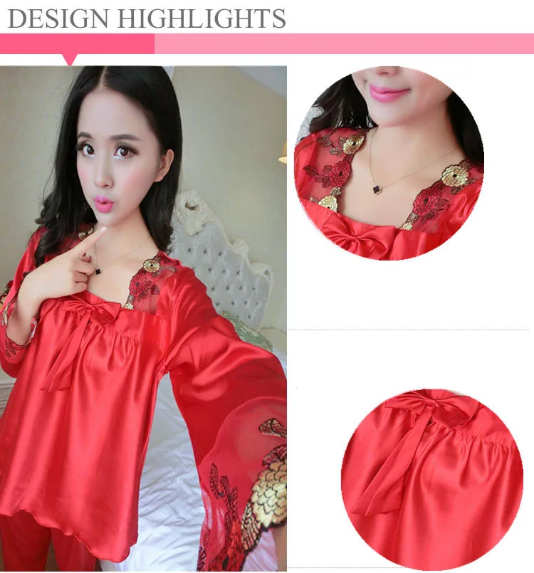 Атласные пижамы шелковые для женщин пижамные комплекты женские пижамы|silk pajamas for