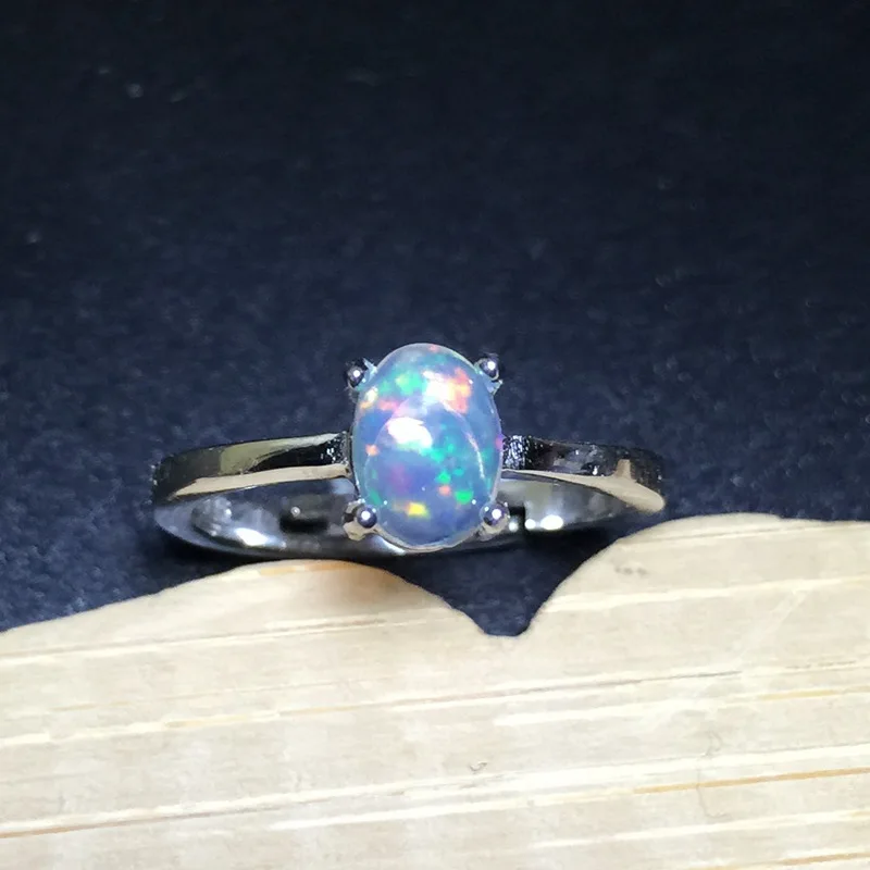 

KJJEAXCMY fine jewelry 925 pure silver inlaid with natural Australian opal lady ring lady full of color and beauty