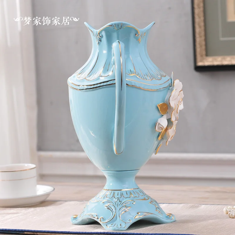 Ваза европейского стиля цветочный набор синий стиль гостиной декоративный