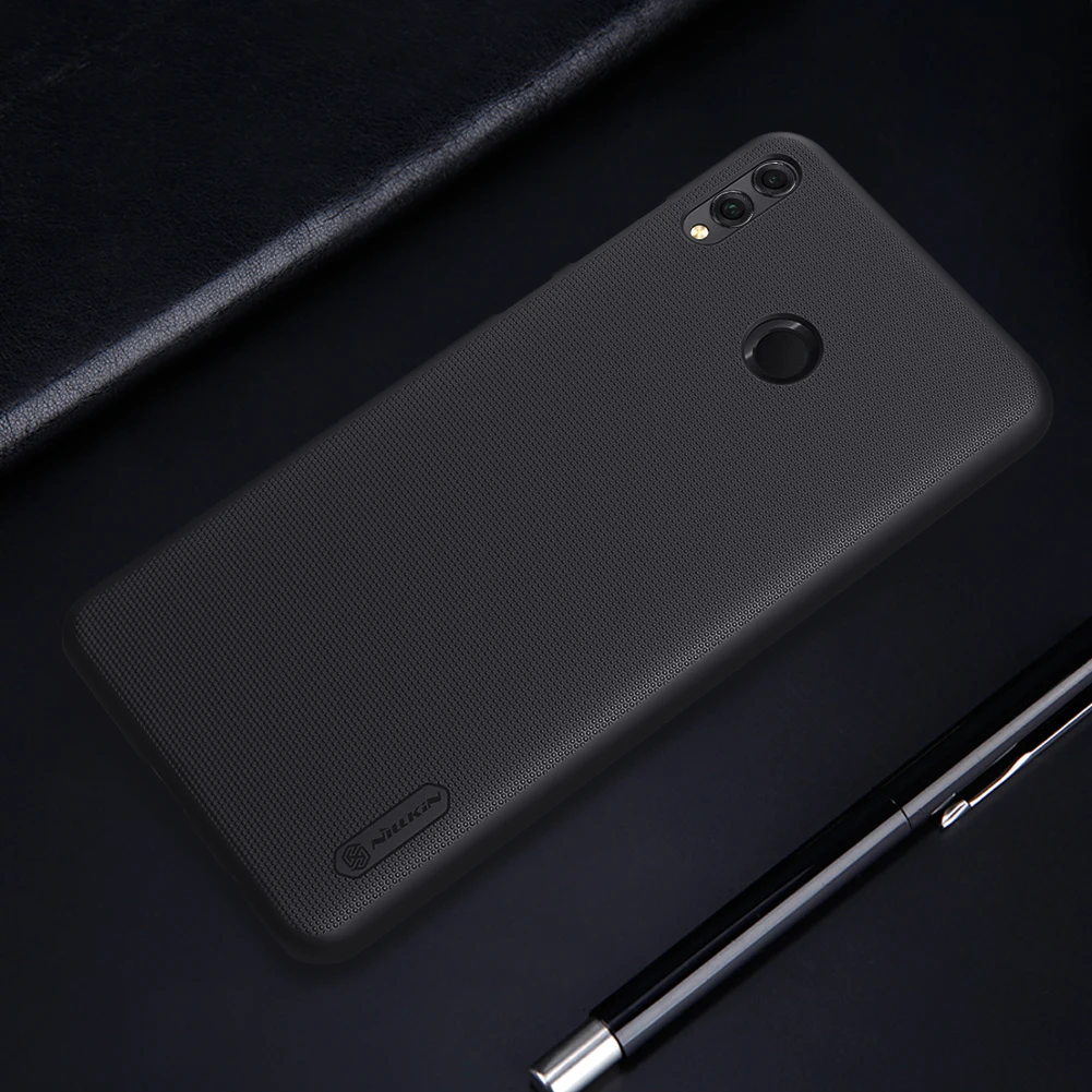 Чехол для huawei Honor 8X, матовый чехол Nillkin из поликарбоната, Жесткий Чехол для huawei Honor 8X Max с держателем для телефона - Цвет: Черный