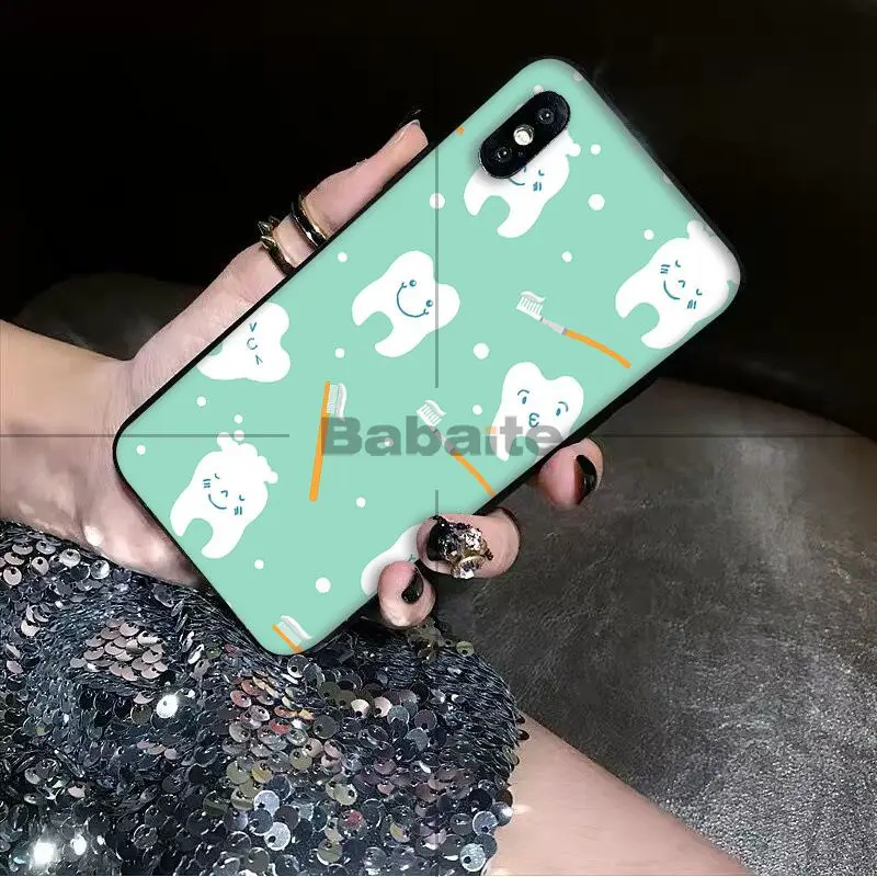Babaite милый черный мягкий чехол для телефона с зубами мудрости iPhone 5 5Sx 6 7 7plus 8 8Plus X XS