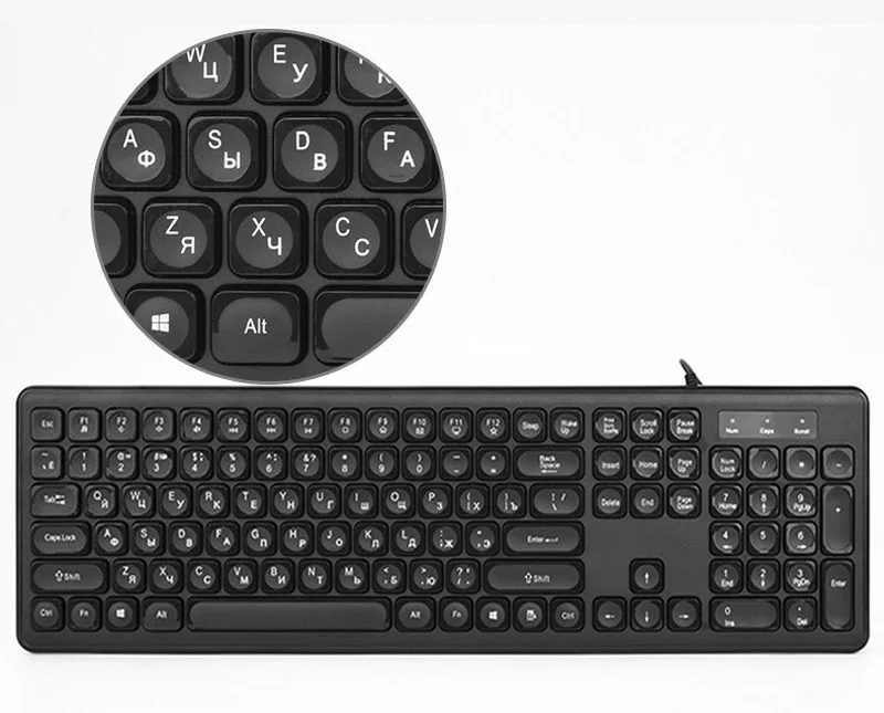 KB940 USB Проводная русская клавиатура, черная мультимедийная клавиатура, 108 клавиш, низкий уровень шума, эргономичная клавиатура для настольного компьютера