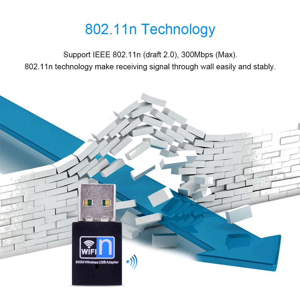 Wi Fi адаптер CHIPAL Mini USB 2 0 300 Мбит/с 802.11n|Сетевые карты| |