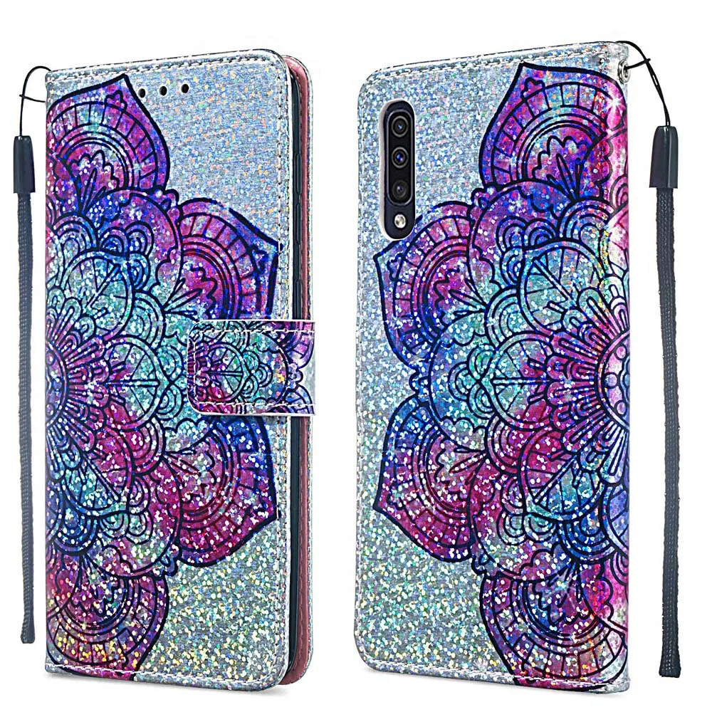 Чехол для Samsung Galaxy A50 A40 A30 A20 A70 2019 мерцающий кожаный чехол телефона A 50 40 30 20