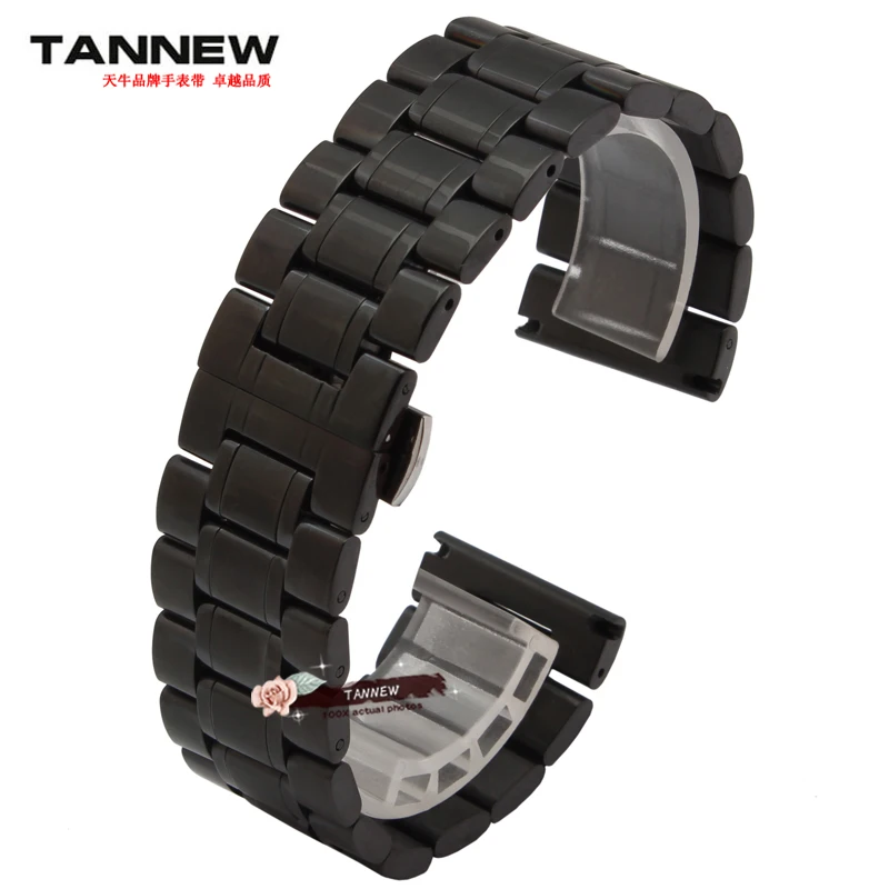 Мужской браслет из нержавеющей стали черный или серебристый с двойным зажимом 18