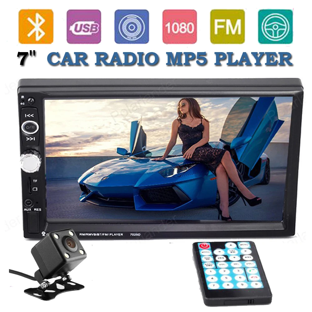 2 Din 7-дюймовое зеркало для телефона Android автомобильное радио MP5 плеер Bluetooth