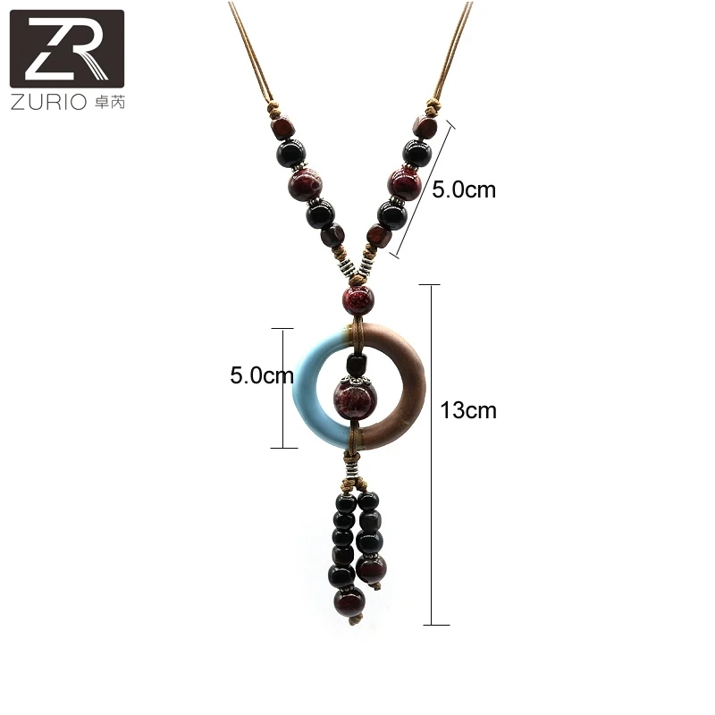 Zurio Vintage Double Color Ceramic Necklace Adjustable Gift Handmade Accessories Traveling Memento Souvenir Wholesale | Украшения и