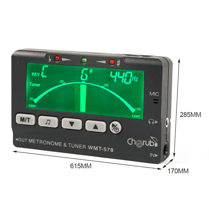 Cherub WMT-578RC ЖК-дисплей флейта/Sax тюнер и метроном тюнер Встроенный микрофон Музыкальные инструменты аксессуары высокого качества