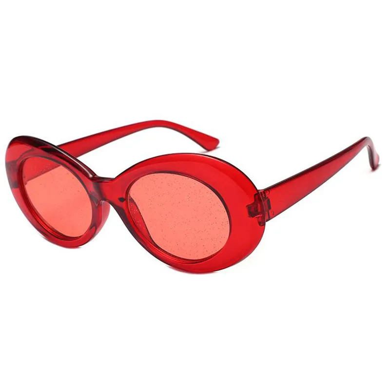 red frame red Модные, крутые, уникальные, ослепительные линзы, Овальные, стильные солнцезащитные очки для женщин и мужчин, вечерние, брендовые, Sesign, солнцезащитные очки Oculos De Sol - Цвет линз: red frame red