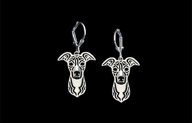 Уникальный ручной работы полые в итальянском стиле серьги форме борзой